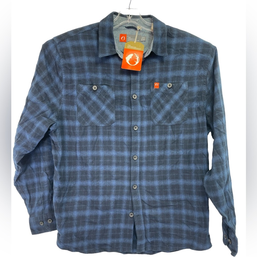 The American Outdoorsman Mens Sz XXL Blue Plaid Button Up Flannel Shirt (U7) NWT